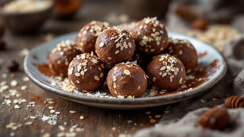 Proteinbollar med dadlar och kakao