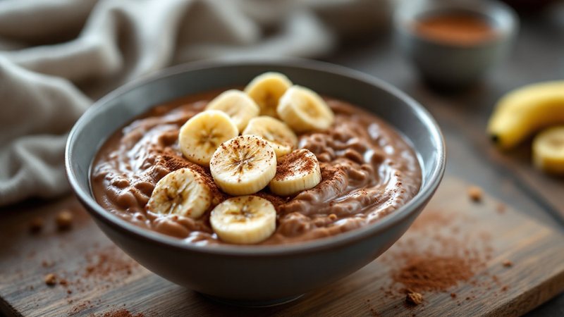 Proteinrik chokladgröt med kakao och banan