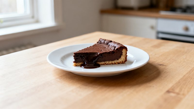 Kladdig proteinrik kladdkaka skuren i bitar med kakao pudrat över