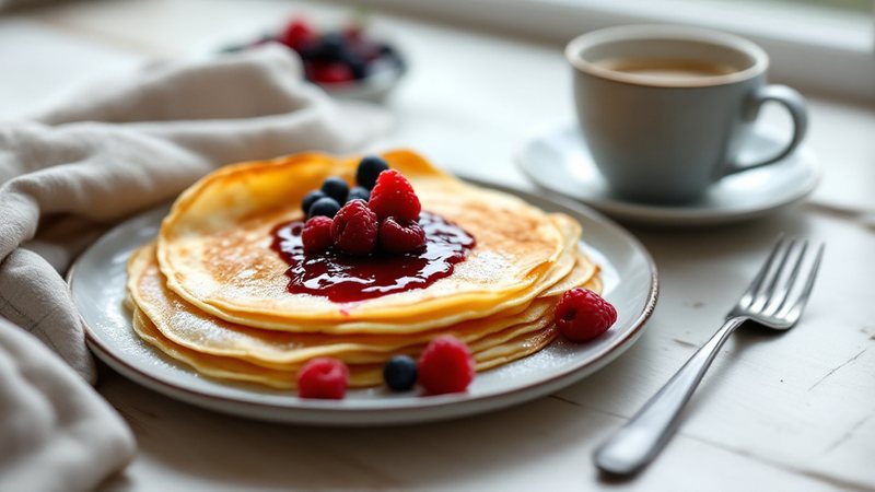 Veganska proteinpannkakor med bär och lönnsirap
